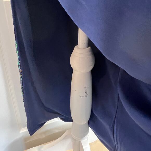 Chicme Sequin Midi Dress Blue M All Over Sequin Open Back Side Slit Bling Party - Picture 10 of 16